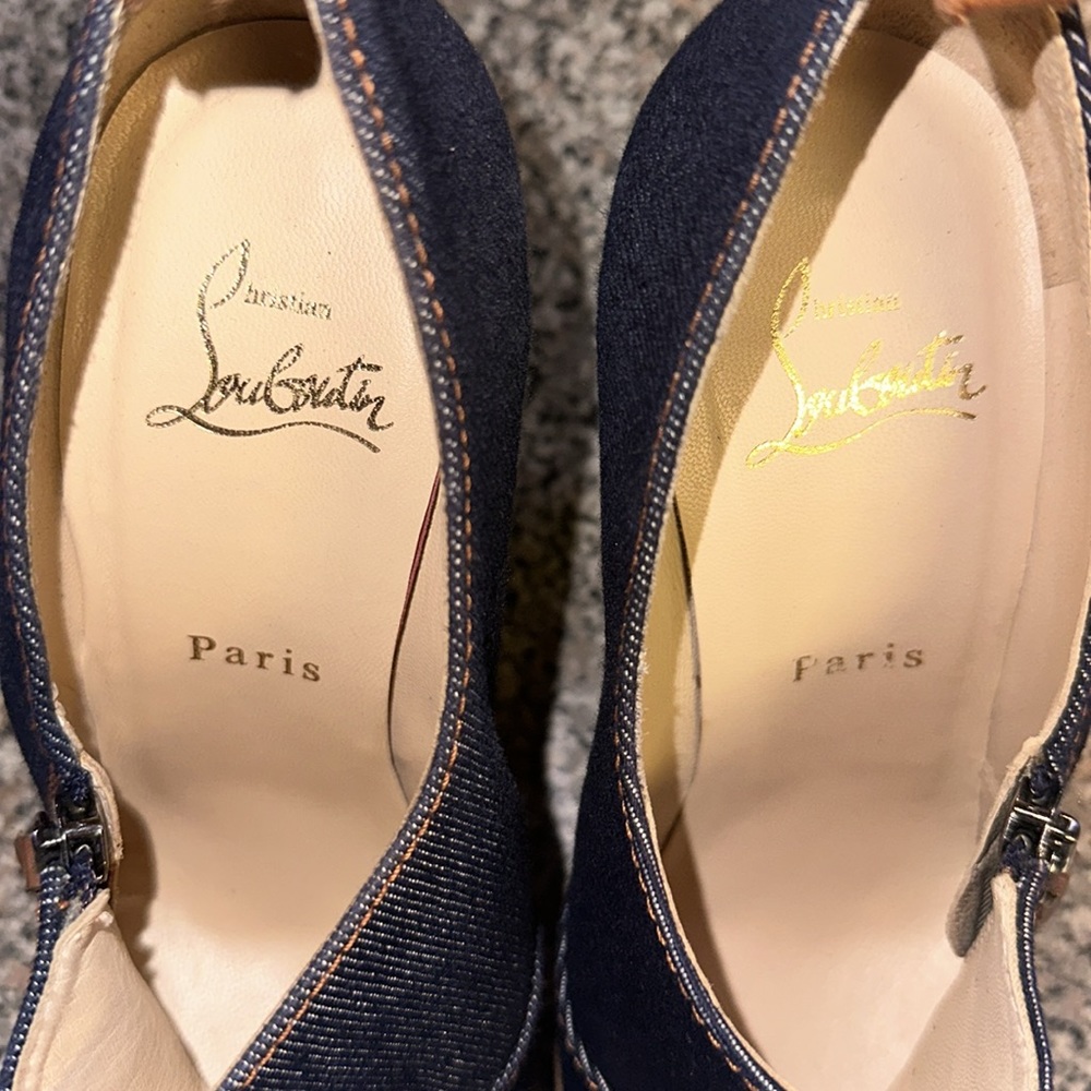 Blue Denim Christian Louboutin Wedges EU 38 - Picture 9 of 15